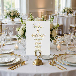 Invitación Elegante Tabla de efecto oro Número de asiento 8