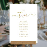 Invitación Elegante Tabla de guiones dorados Número de asient<br><div class="desc">Estas elegantes tarjetas gráficas de doble cara de oro y blanco con la firma de guiones de doble cara y número 2 son perfectas para todas las celebraciones. Diseñado por Thisisnotme©</div>