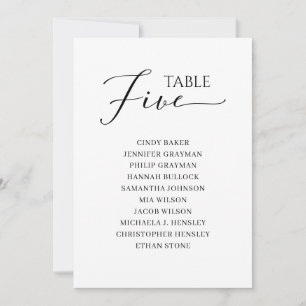 Invitación Elegante Tabla de guiones negros Número de asiento