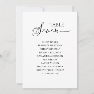 Invitación Elegante Tabla de guiones negros Número de asiento
