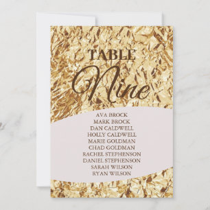 Invitación Elegante Tabla De Oro Número 9 Nueve Asientos