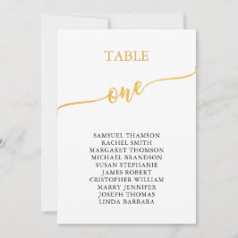 Invitación Elegante Tabla de Oro Número de Asientos 1