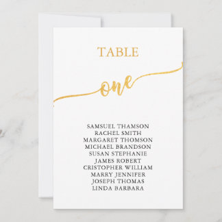 Invitación Elegante Tabla de Oro Número de Asientos 1