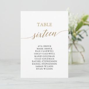 Invitación Elegante Tabla de Oro Número de Asientos 16