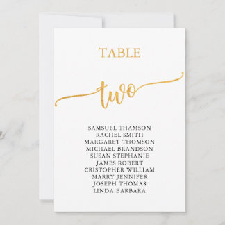 Invitación Elegante Tabla de Oro Número de Asientos 2