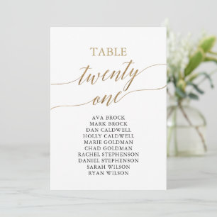 Invitación Elegante Tabla de Oro Número de Asientos 21