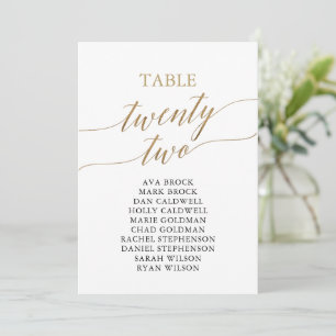 Invitación Elegante Tabla de Oro Número de Asientos 22