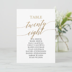 Invitación Elegante Tabla de Oro Número de Asientos 28