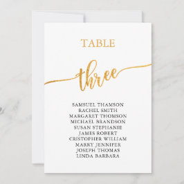 Invitación Elegante Tabla de Oro Número de Asientos 3