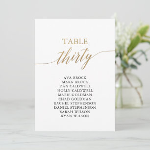 Invitación Elegante Tabla de Oro Número de Asientos 30
