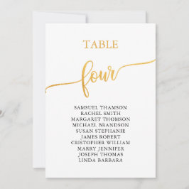 Invitación Elegante Tabla de Oro Número de Asientos 4