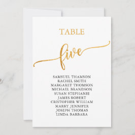 Invitación Elegante Tabla de Oro Número de Asientos 5