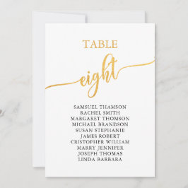 Invitación Elegante Tabla de Oro Número de Asientos 8