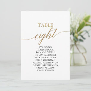 Invitación Elegante Tabla de Oro Número de Asientos 8