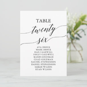 Invitación Elegante Tabla Negra Número de Asientos 26
