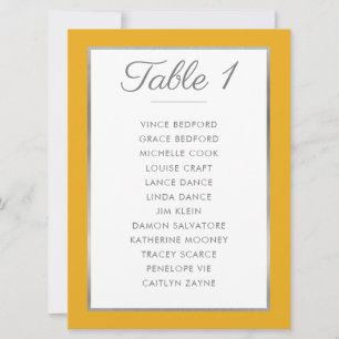 Invitación ELEGANTE TABLA NÚMERO de asiento Gráfico de mostaz