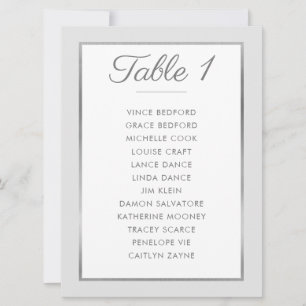 Invitación ELEGANTE TABLA NÚMERO de asientos Gráfica gris pla