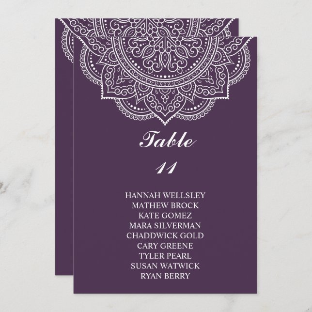 Invitación Elegante tablero de asientos Boda Paisley de la be (Anverso / Reverso)