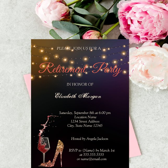 Invitación Elegante talón alto, Fiesta de Jubilación de Vidri (Subido por el creador)