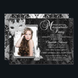 Invitación Elegante talón de máscaras Masquerade Foto Dulce 1<br><div class="desc">Dulce Invitación A La Mascarada De Plata Y Negro. POR FAVOR,  NOTE todas las imágenes planas! ¡¡NO tienen Perlas ni Joyas reales!!</div>