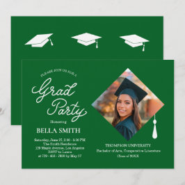 Invitación Elegante tapa de gorra con foto para fiesta de gra