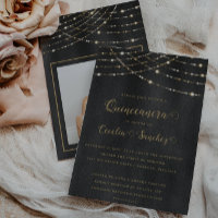 Elegante Tapa Dorada Fotografía Quinceanera