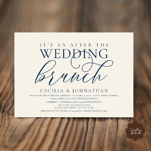 Invitación Elegante Tarde de Brunch Después de la Boda Azul M
