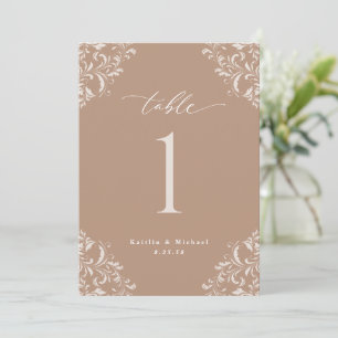 Invitación Elegante Taupe Beige 5x7 Números de tabla Boda