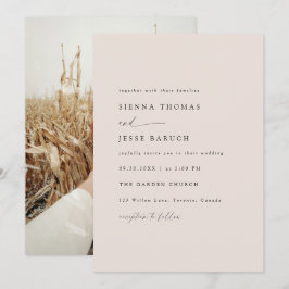 Invitación Elegante Taupe Modern Minimal Script Photo