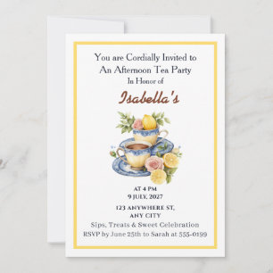 Invitación Elegante Taza de Té de Limón para Té de la Tarde