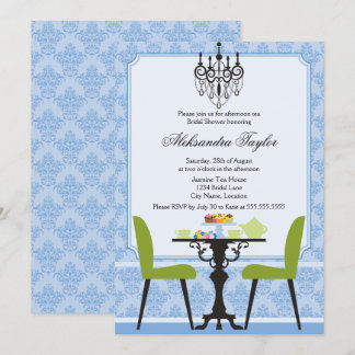 Invitación Elegante Té de Damasco y Araña de Cristal