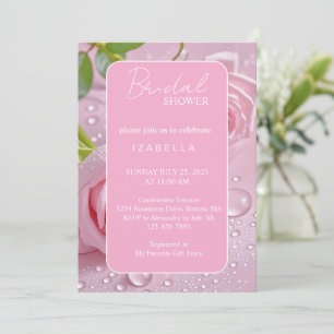 Invitación Elegante Té de Despedida de Soltera Floral Rosa Cl