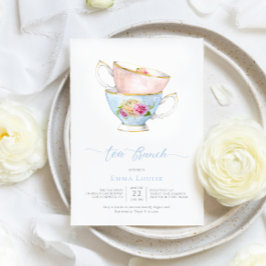 Invitación Elegante Té De Flor Con Brunch De Té De Flores
