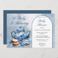 Elegante Té Floral Azul Set de té Baby Shower