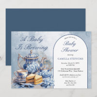 Elegante Té Floral Azul Set de té Baby Shower