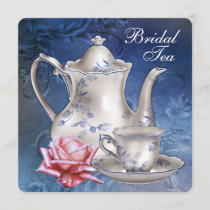 Invitación Elegante Té Nupcial Azul