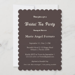 Invitación Elegante Té Nupcial de Chocolate Marrón y Crema