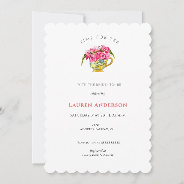 Invitación Elegante Tea Fiesta Bridal Shower (Anverso)