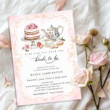 Elegante Tea Fiesta Bridal Shower - Floral rosa