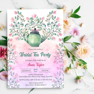 Invitación Elegante Tea Fiesta Teapot Floral