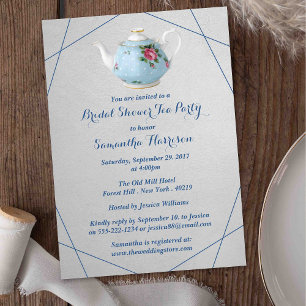 Invitación Elegante Teapot Bridal Shower Tea Fiesta