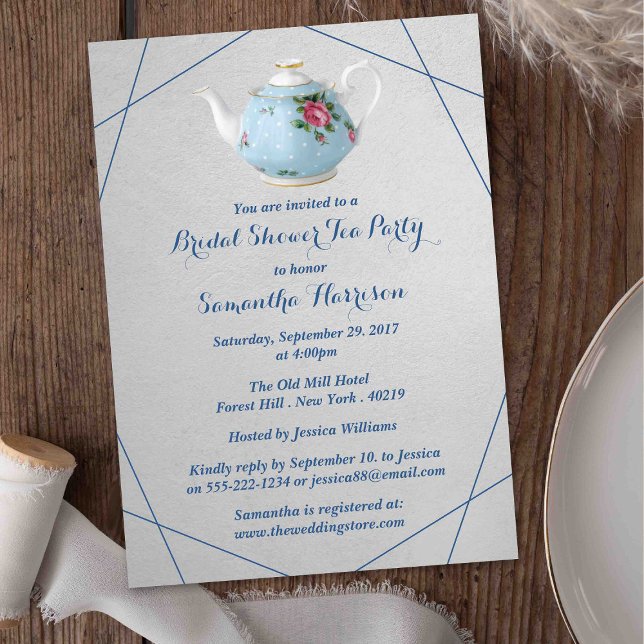Invitación Elegante Teapot Bridal Shower Tea Fiesta (Subido por el creador)