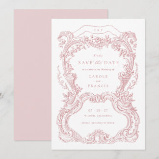 Invitación Elegante tela de Rubor floral vintage Guardar la f