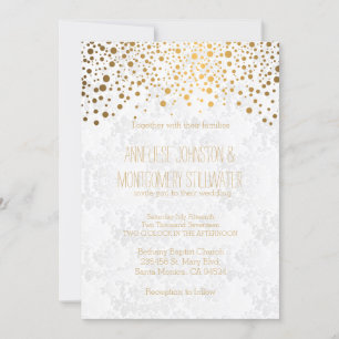 Invitación Elegante tema Boda de puntos de confetti dorados