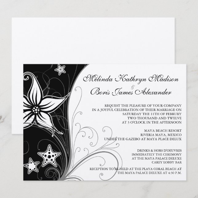 Invitación Elegante tema de la boda de destino de playa invit (Anverso / Reverso)