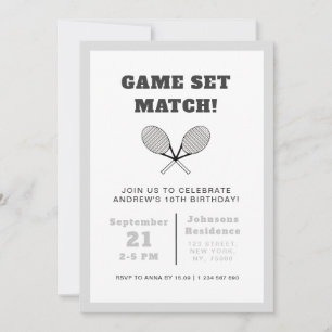 Invitación Elegante tema de tenis Niños Fiesta de cumpleaños 