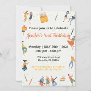 Invitación Elegante tema infantil Cumpleaños