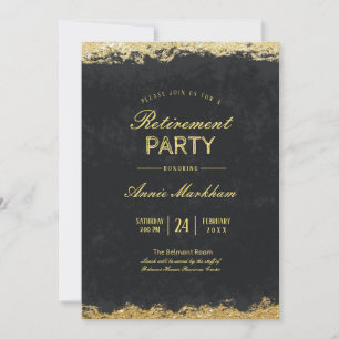Invitación Elegante Terciopelo de Oro 2 Comida de Jubilación