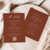 Elegante Terracota Código QR Todo en Uno para Boda