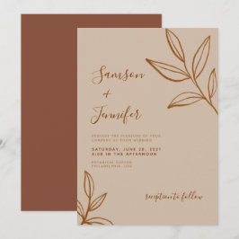 Invitación Elegante terracota con Boda de Leaves Boho